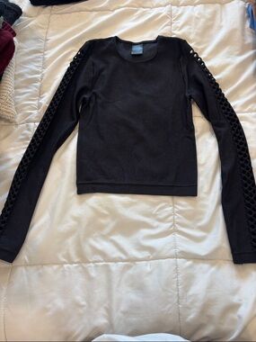 Black Crewneck Sweater with cutout  Sleeves